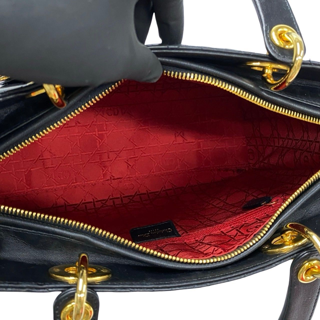 Dior Lady Cannage Stitch Leather Handbag Mini Tote Black — view 8