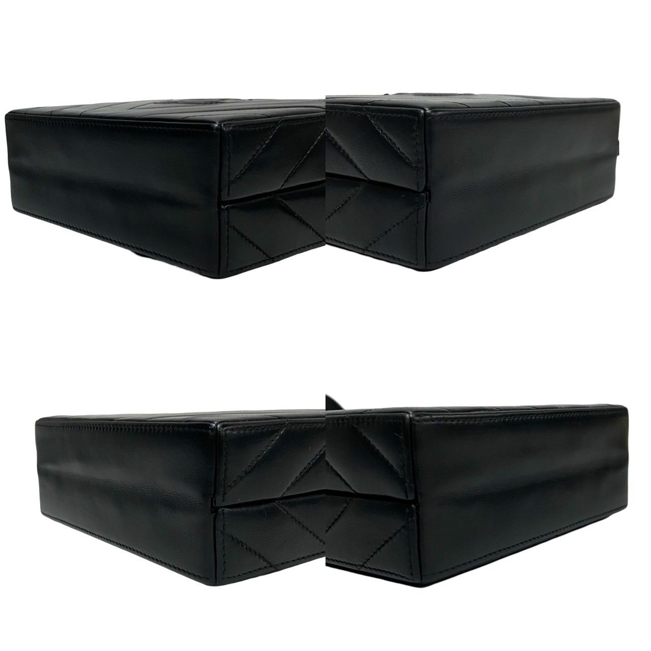 Chanel Card Stitch Coco Lambskin Leather Shoulder Bag Pochette Black — view 7