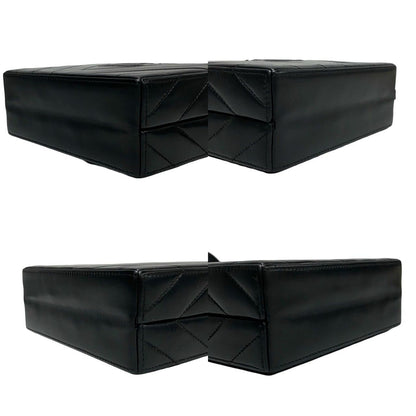 Chanel Card Stitch Coco Lambskin Leather Shoulder Bag Pochette Black — view 7