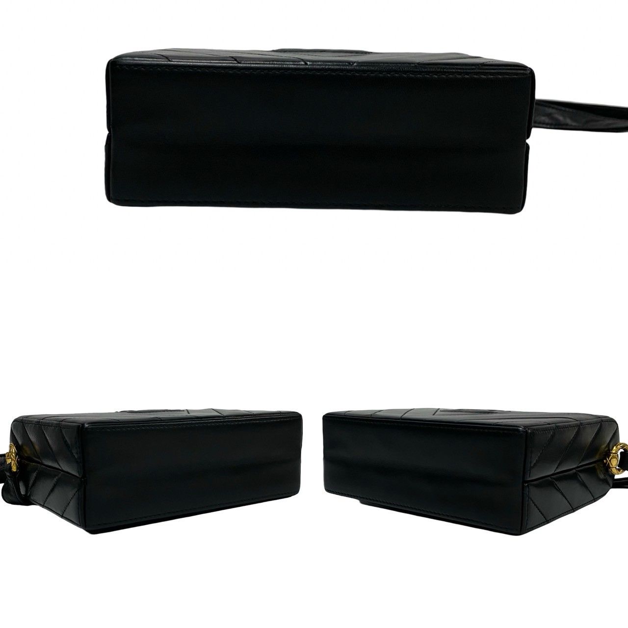 Chanel Card Stitch Coco Lambskin Leather Shoulder Bag Pochette Black — view 6