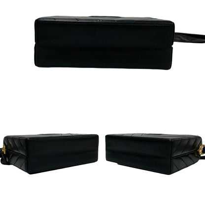 Chanel Card Stitch Coco Lambskin Leather Shoulder Bag Pochette Black — view 6