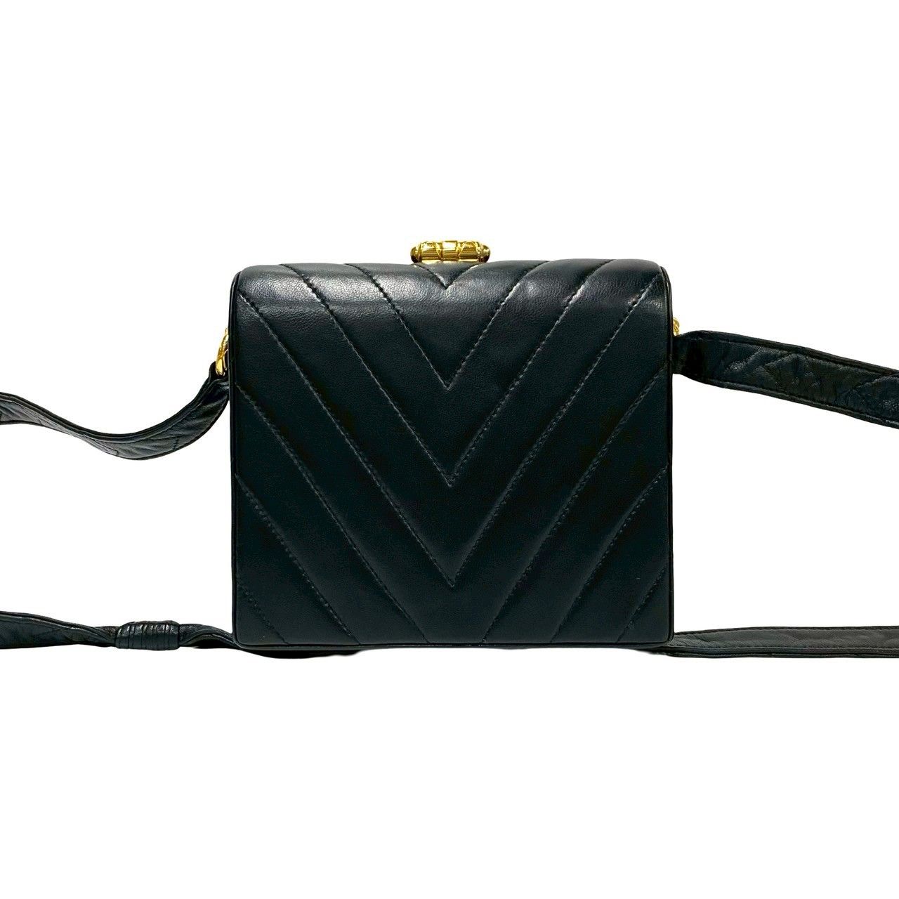 Chanel Card Stitch Coco Lambskin Leather Shoulder Bag Pochette Black — view 4