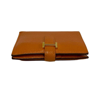 Hermes Bearn Compact Chevre Leather Bifold Wallet Mini Orange — view 4