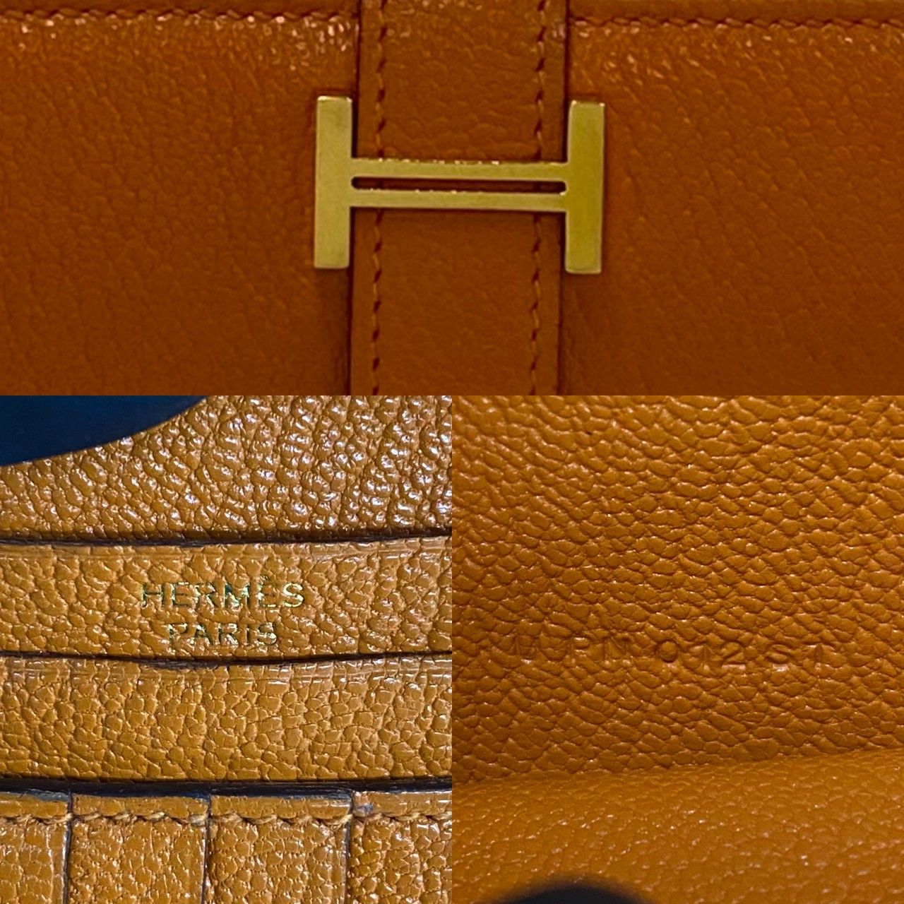 Hermes Bearn Compact Chevre Leather Bifold Wallet Mini Orange — view 2