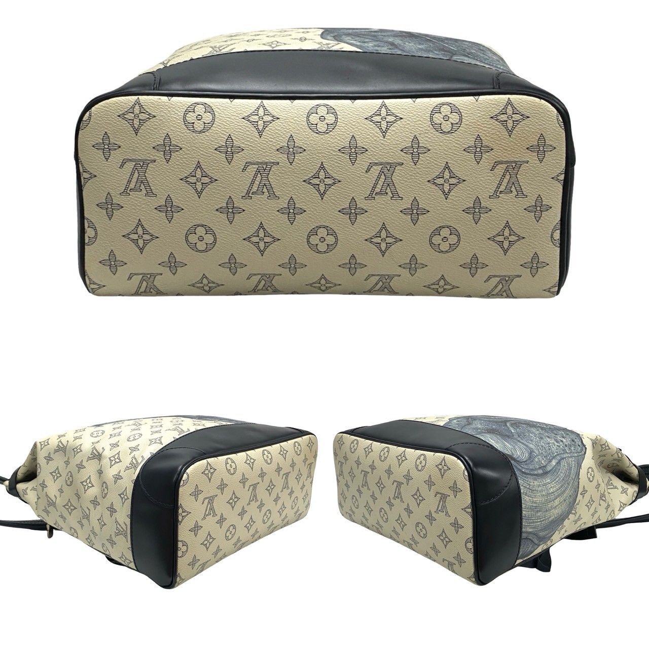 Louis Vuitton Monogram Savanna Steamer Leather Backpack Navy White — view 6