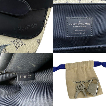 Louis Vuitton Monogram Savanna Steamer Leather Backpack Navy White — view 3