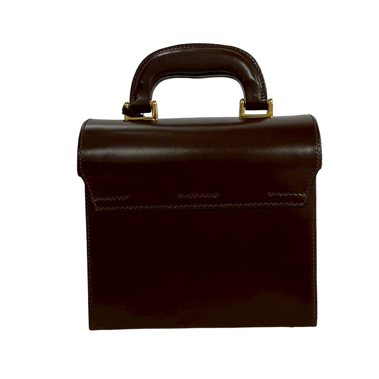 Gucci Vintage Ladylock Leather Handbag Mini Tote Brown — view 4