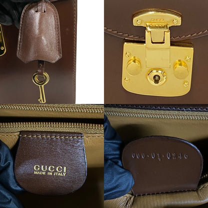 Gucci Vintage Ladylock Leather Handbag Mini Tote Brown — view 3