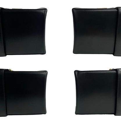 Celine Vintage Logo Carriage Calf Leather Handbag Vanity Back Makeup Box Black — view 7