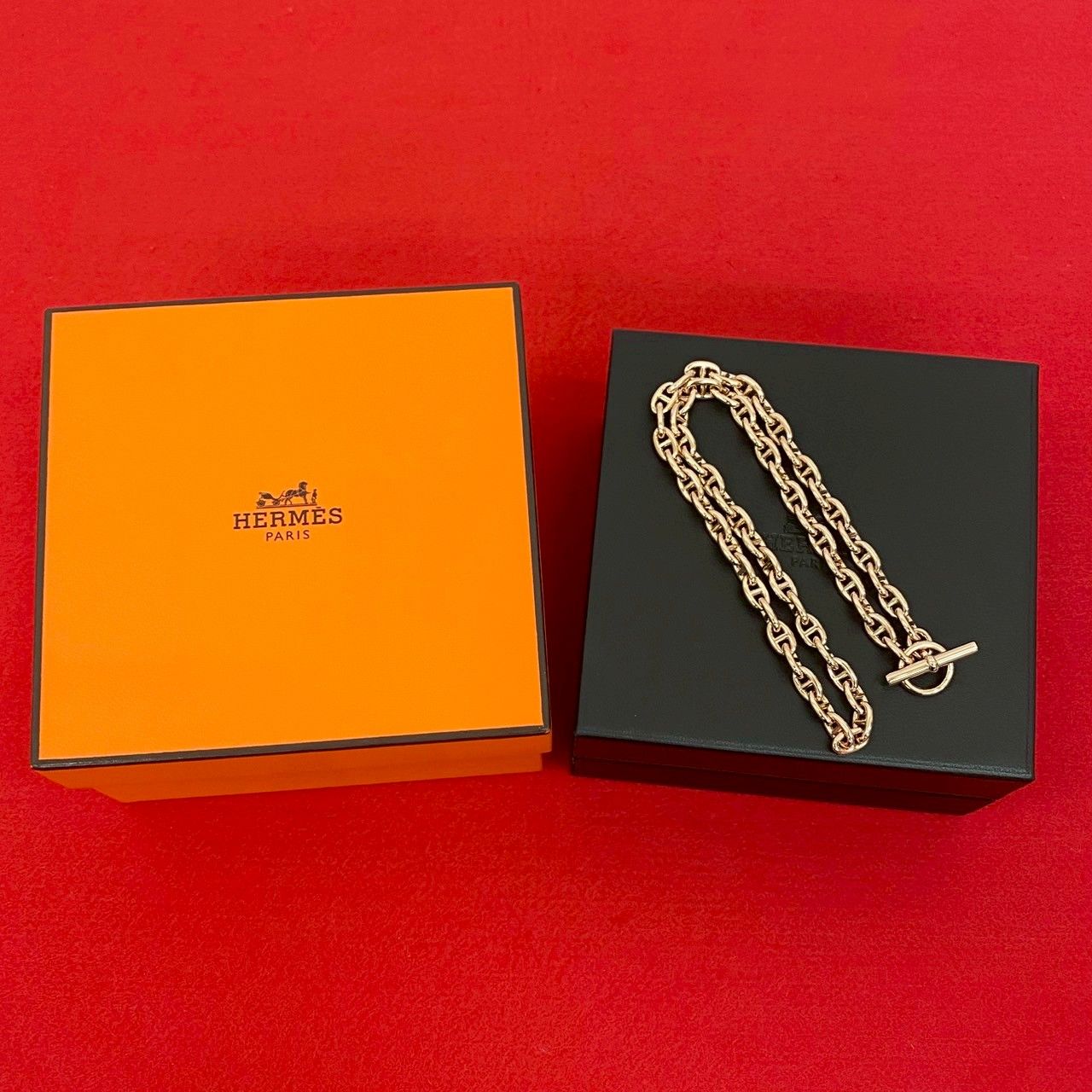 Hermes Chaine D'ancre Necklace TPM 62 Pieces Gold Chain Choker