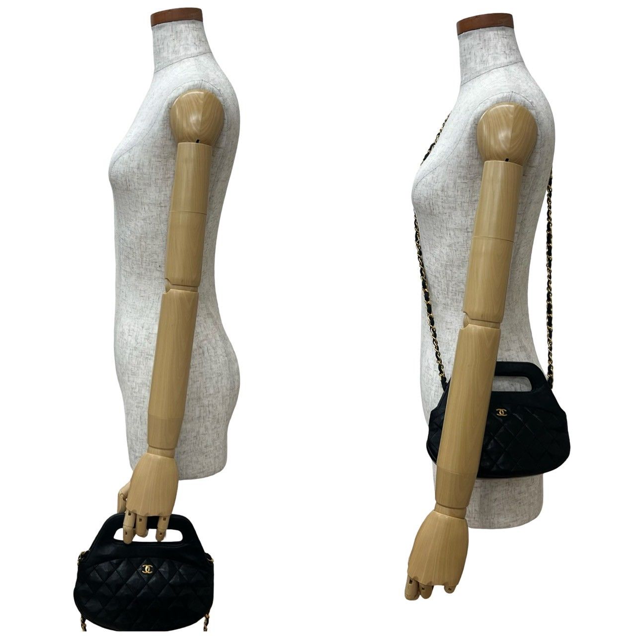 Chanel Vintage Quilted Coco Leather 2-Way Chain Shoulder Bag Black — view 2