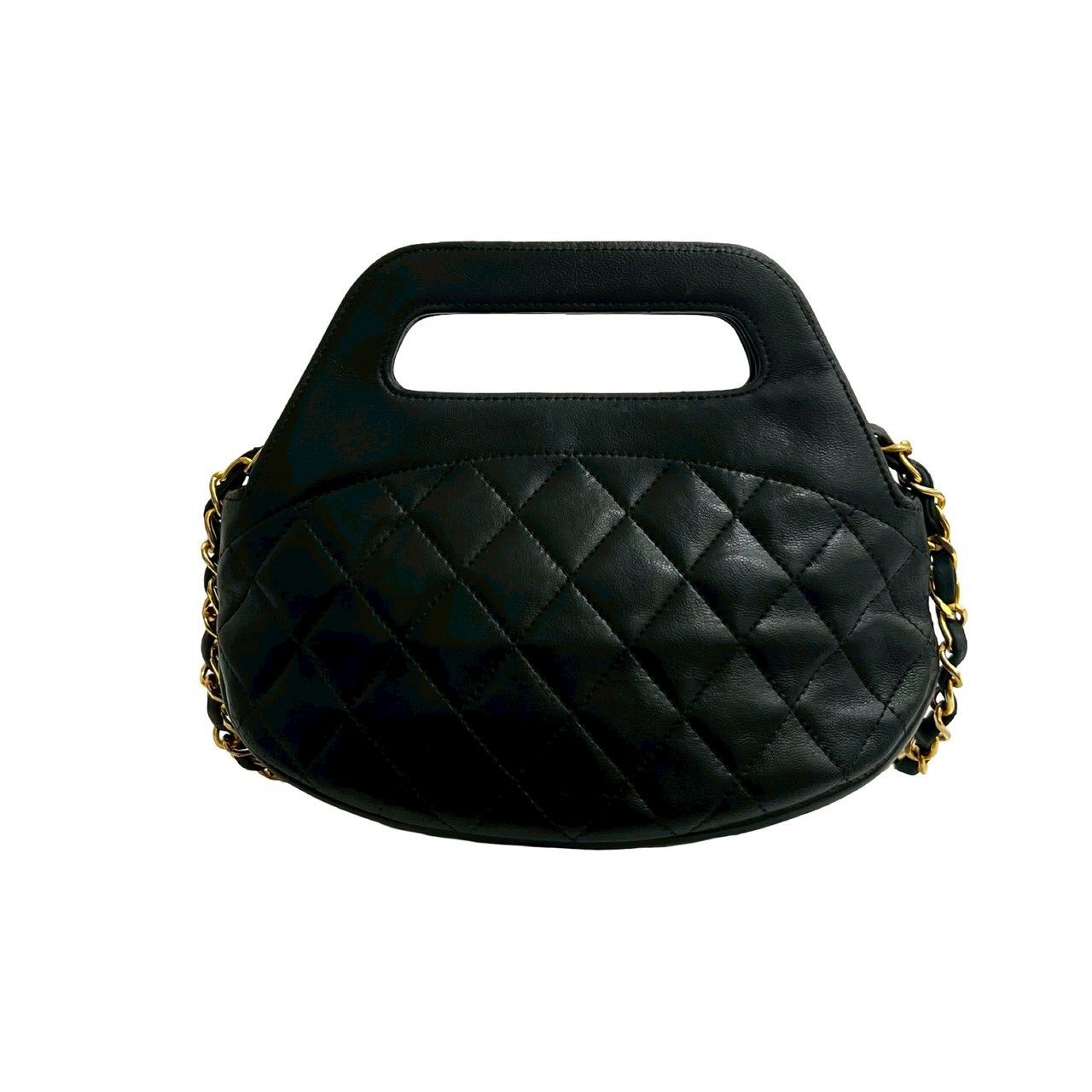 Chanel Vintage Quilted Coco Leather 2-Way Chain Shoulder Bag Black — view 3