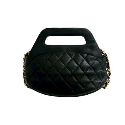 Chanel Vintage Quilted Coco Leather 2-Way Chain Shoulder Bag Black — view 3