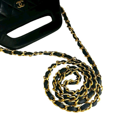 Chanel Vintage Quilted Coco Leather 2-Way Chain Shoulder Bag Black — view 4