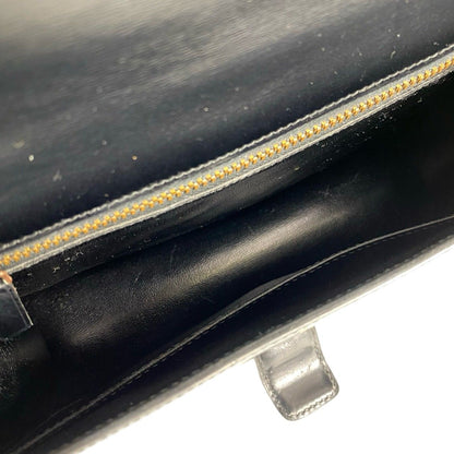 Hermes Vintage Sologne Box Calf Leather Shoulder Bag Pochette Black — view 9