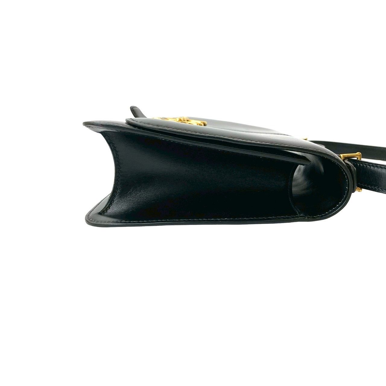 Hermes Vintage Sologne Box Calf Leather Shoulder Bag Pochette Black — view 6