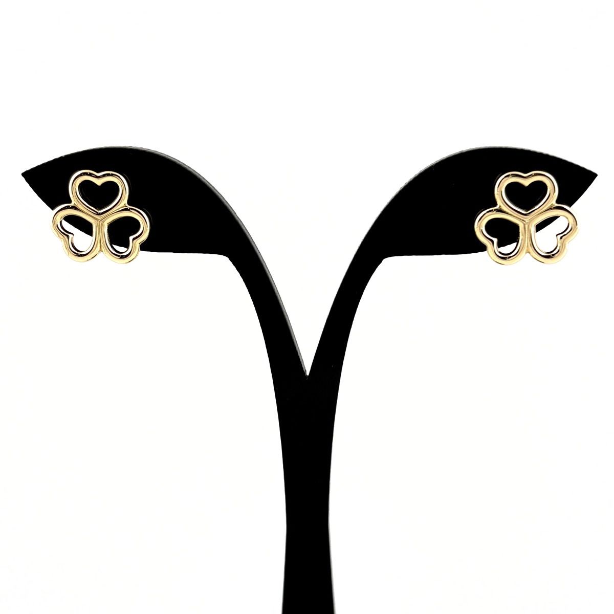 Tiffany & Co Heart Clover Motif Earrings YG Yellow Gold Trifoliate