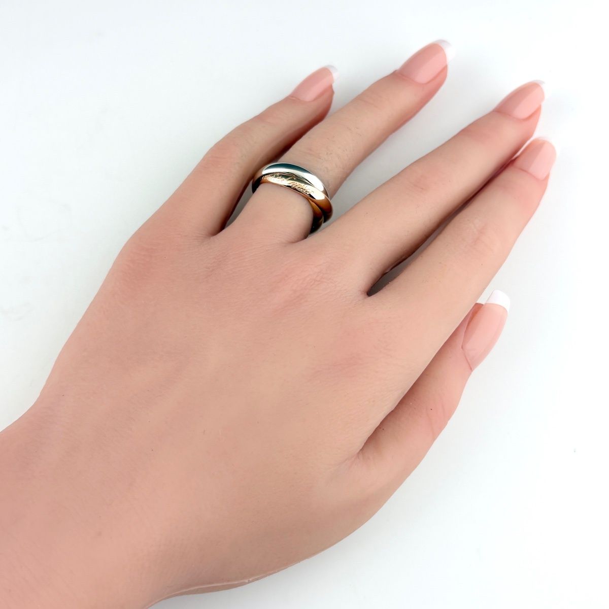 Cartier Trinity Ring YG Yellow Gold PG Pink WG White Three Color — view 5