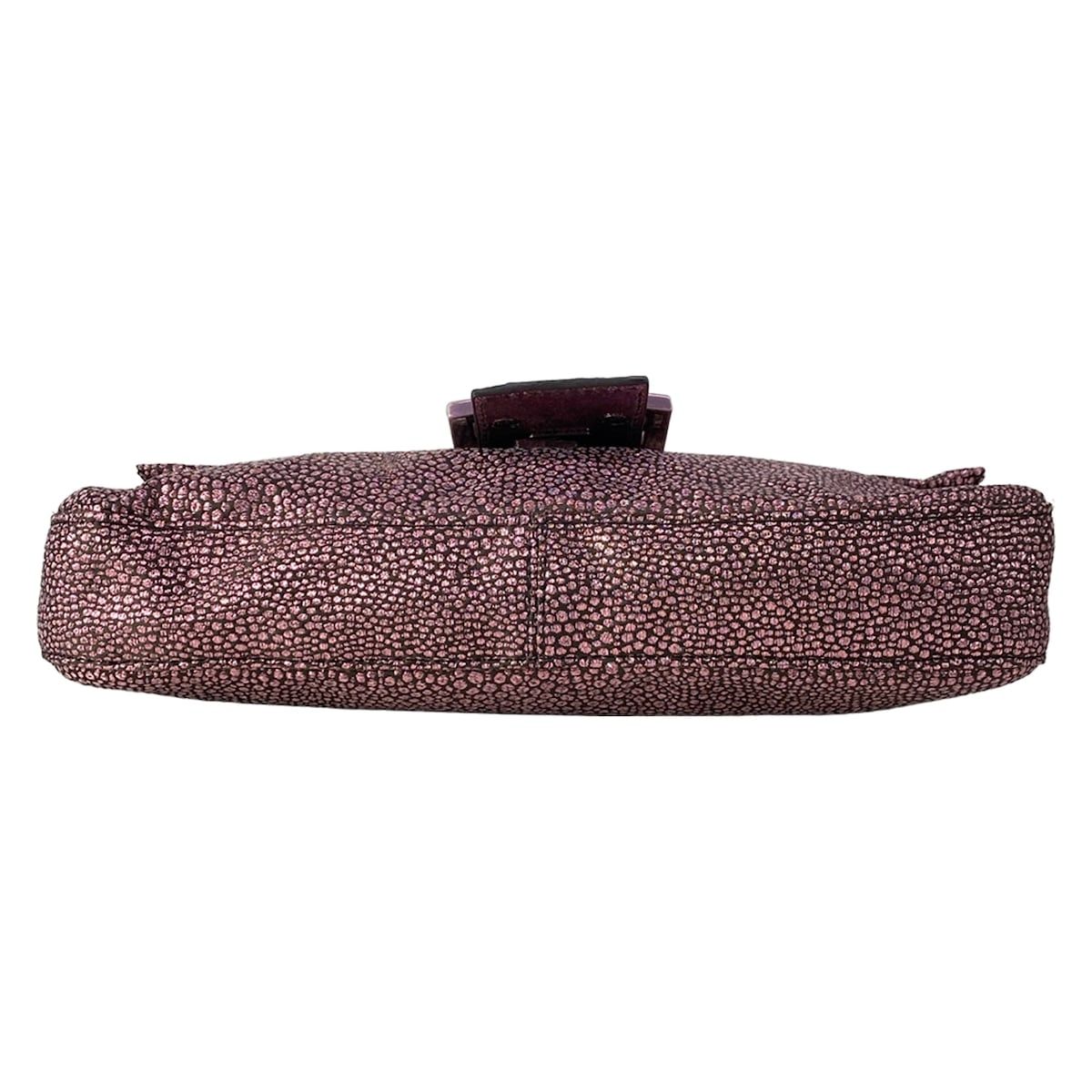 Fendi Handbag Mamma Bucket Pink Dark Brown Baguette Lame — view 5
