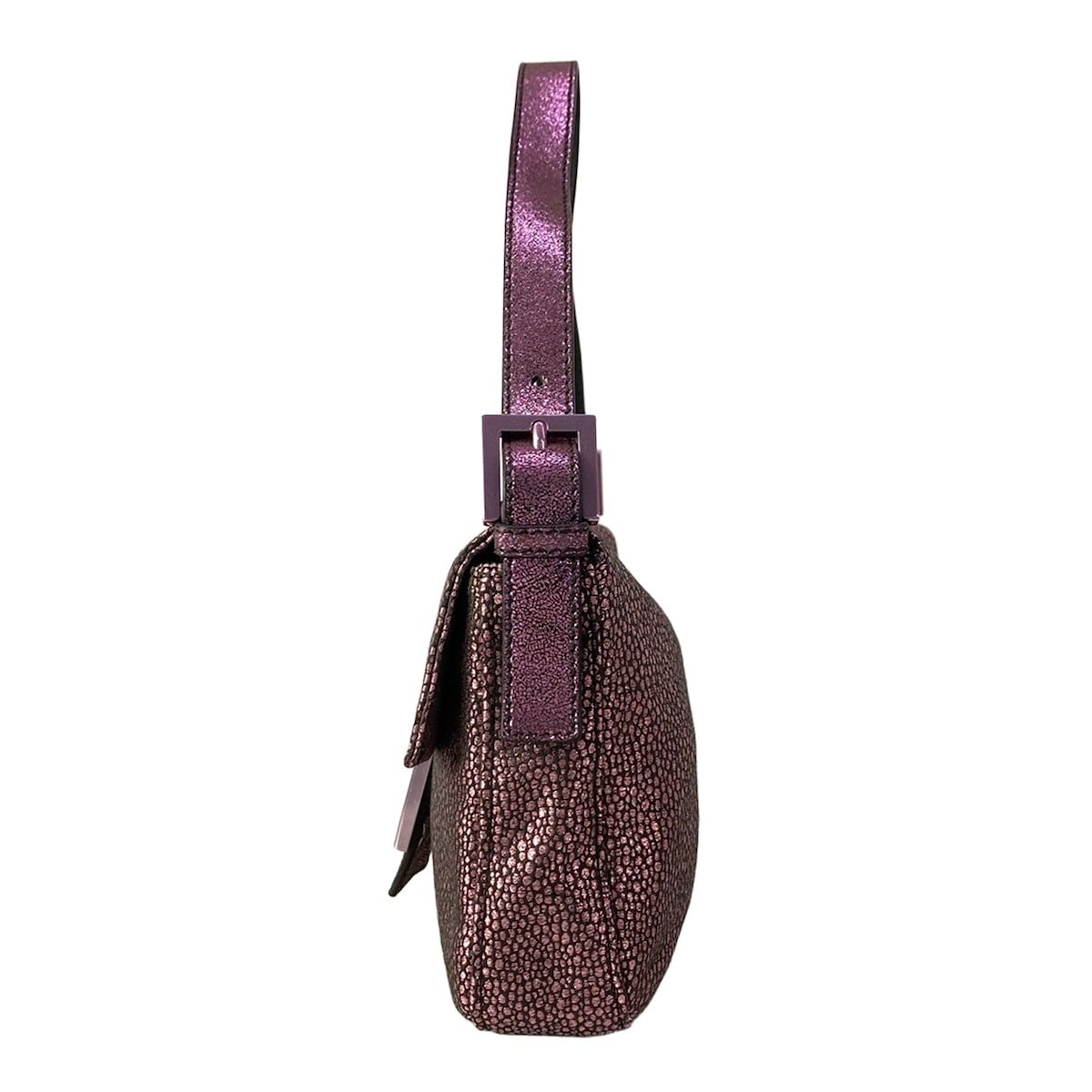 Fendi Handbag Mamma Bucket Pink Dark Brown Baguette Lame — view 4