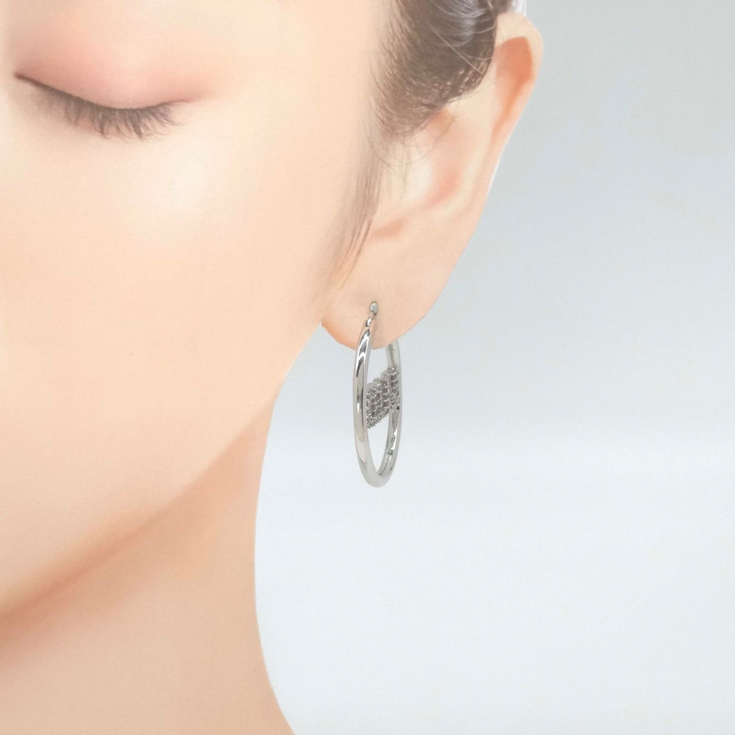 Celine Monochrome Strass Hoop Earrings Logo Crystal Rhodium Finish Brass Box — view 3