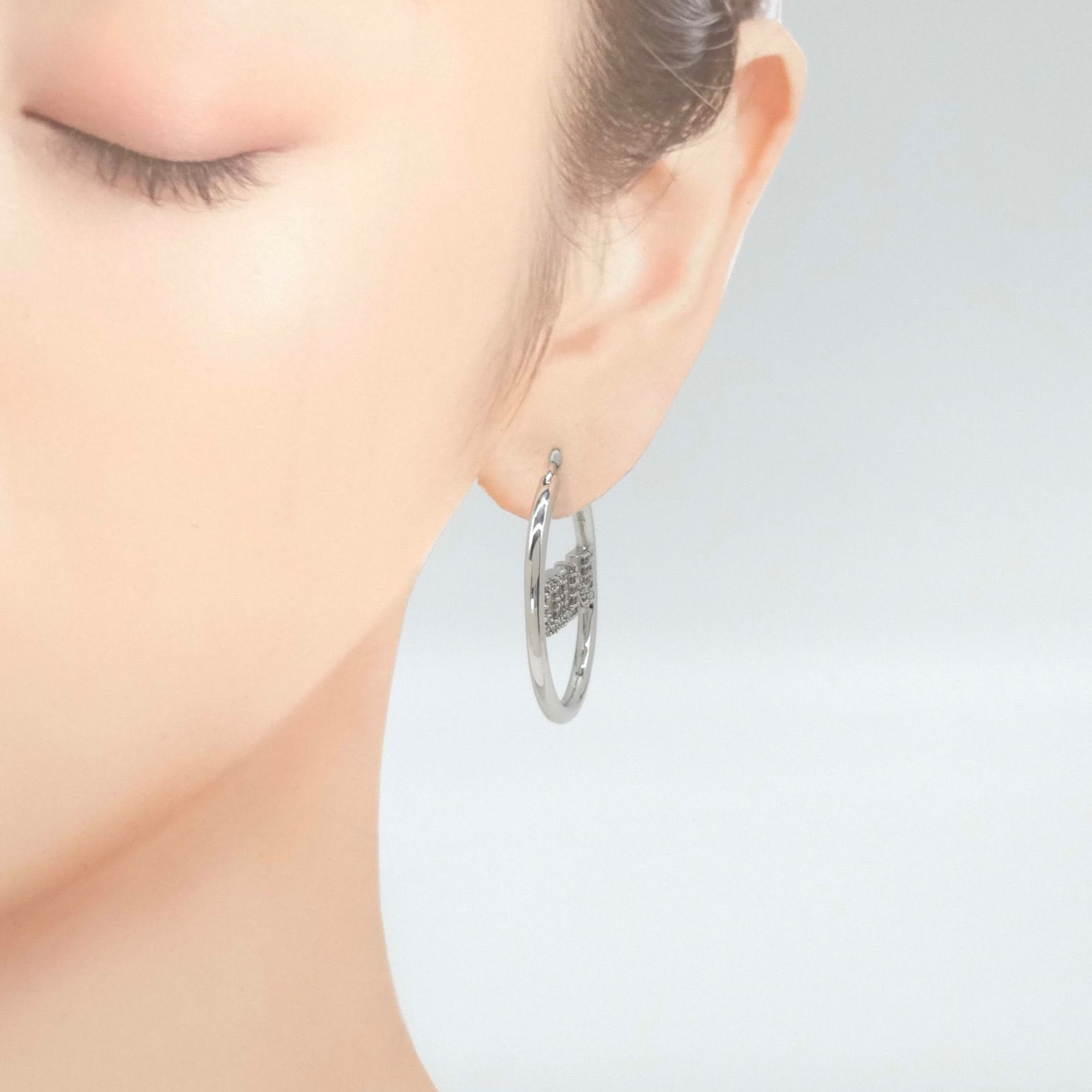 Celine Monochrome Strass Hoop Earrings Logo Crystal Rhodium Finish Brass Box — view 3