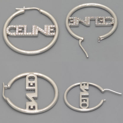 Celine Monochrome Strass Hoop Earrings Logo Crystal Rhodium Finish Brass Box — view 4