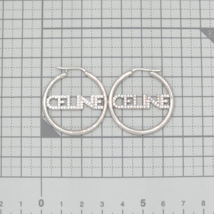 Celine Monochrome Strass Hoop Earrings Logo Crystal Rhodium Finish Brass Box — view 7
