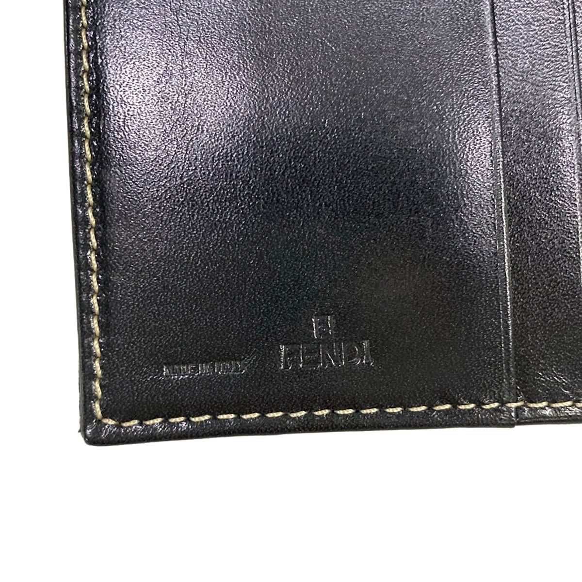 Fendi Bifold Wallet Zucca Pattern Khaki Black Leather — view 5