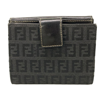 Fendi Bifold Wallet Zucca Pattern Khaki Black Leather — view 2