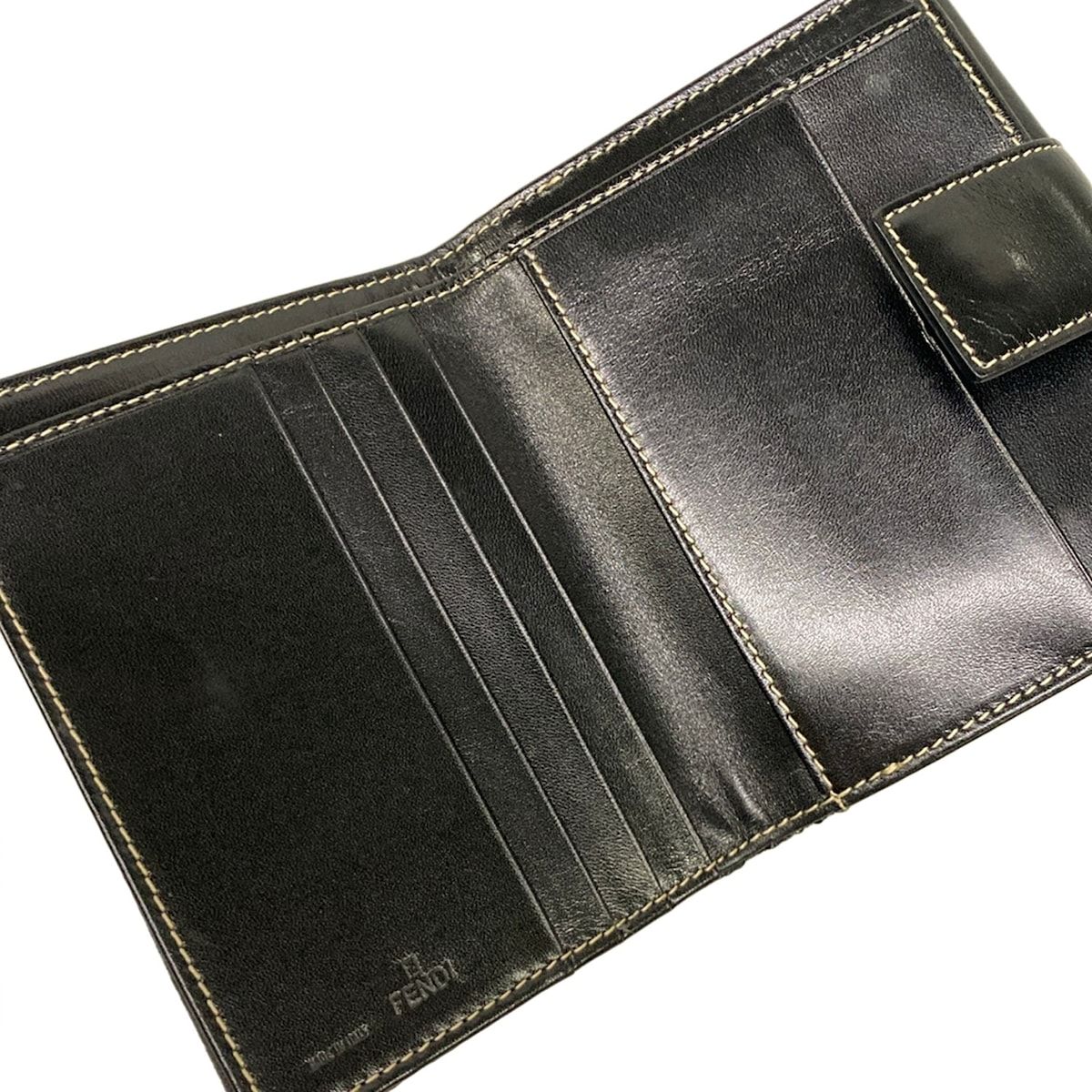 Fendi Bifold Wallet Zucca Pattern Khaki Black Leather — view 3