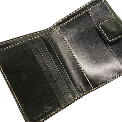 Fendi Bifold Wallet Zucca Pattern Khaki Black Leather — view 3