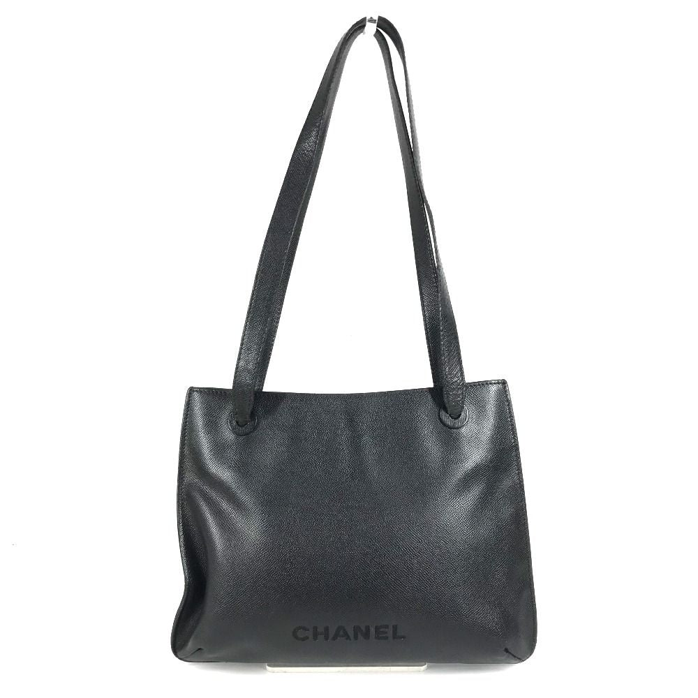 Chanel Tote Logo Caviar Leather Black