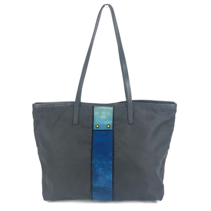 Prada Tote Kaietron Pull Belt Logo Stripe Leather Nylon Black — view 2