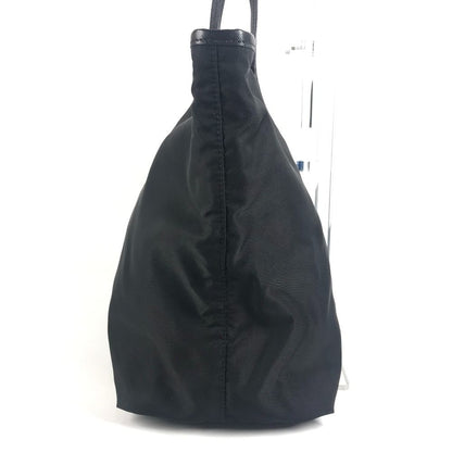 Prada Tote Kaietron Pull Belt Logo Stripe Leather Nylon Black — view 4