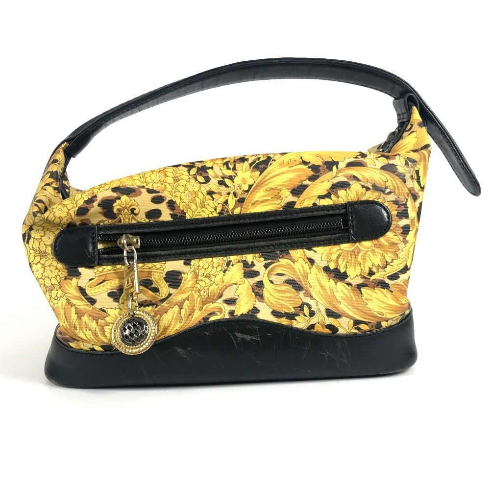 Versace Handbag Leopard Vanity Bag Leather Yellow