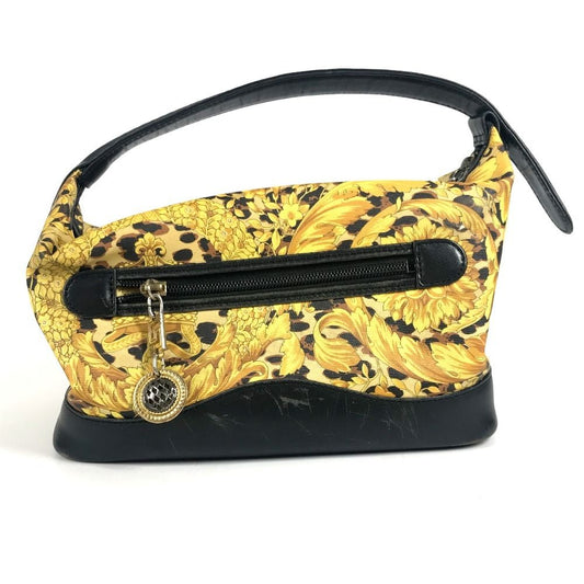 Versace Handbag Leopard Vanity Bag Leather Yellow