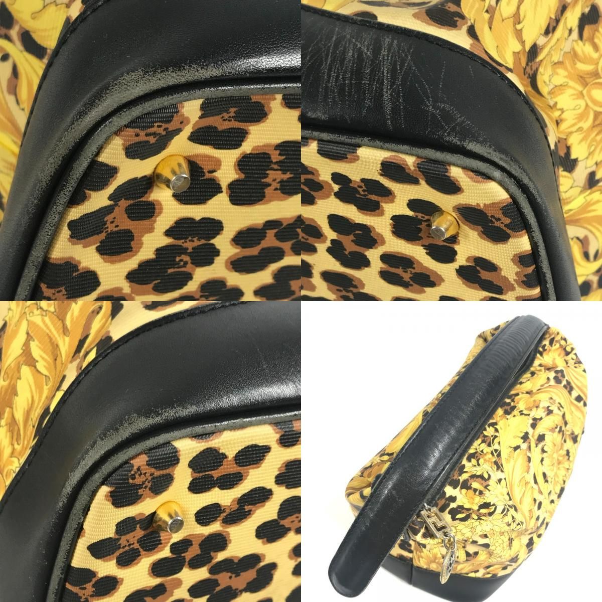 Versace Handbag Leopard Vanity Bag Leather Yellow — view 7
