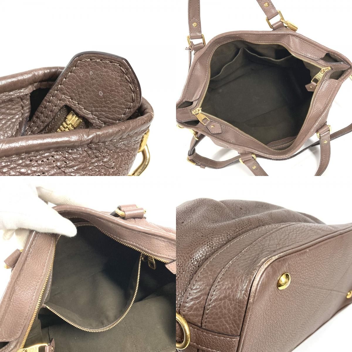 Louis Vuitton Handbag Stella PM Monogram Mahina Leather Brown — view 8