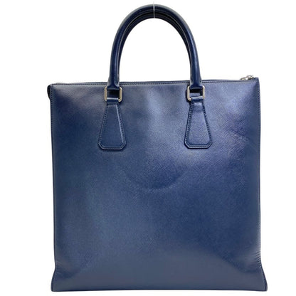 Prada Business Tote Triangle Logo Saffiano Leather Navy Capacity Easy to Use — view 2