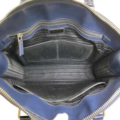 Prada Business Tote Triangle Logo Saffiano Leather Navy Capacity Easy to Use — view 8