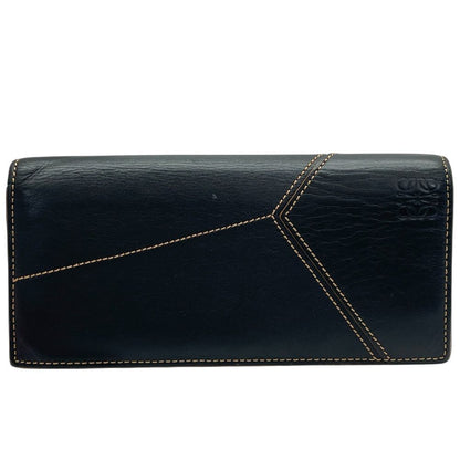 Loewe Anagram Bifold Wallet Puzzle Stitch Long Horizontal Logo Leather Black