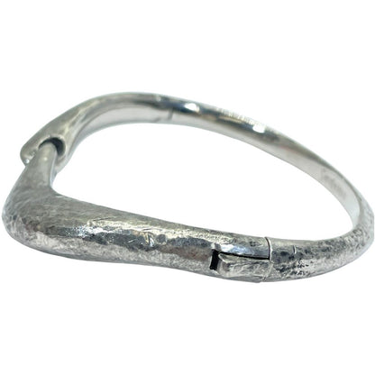 Saint Laurent Silver Bangle Bracelet Logo Simple Daily Use — view 4
