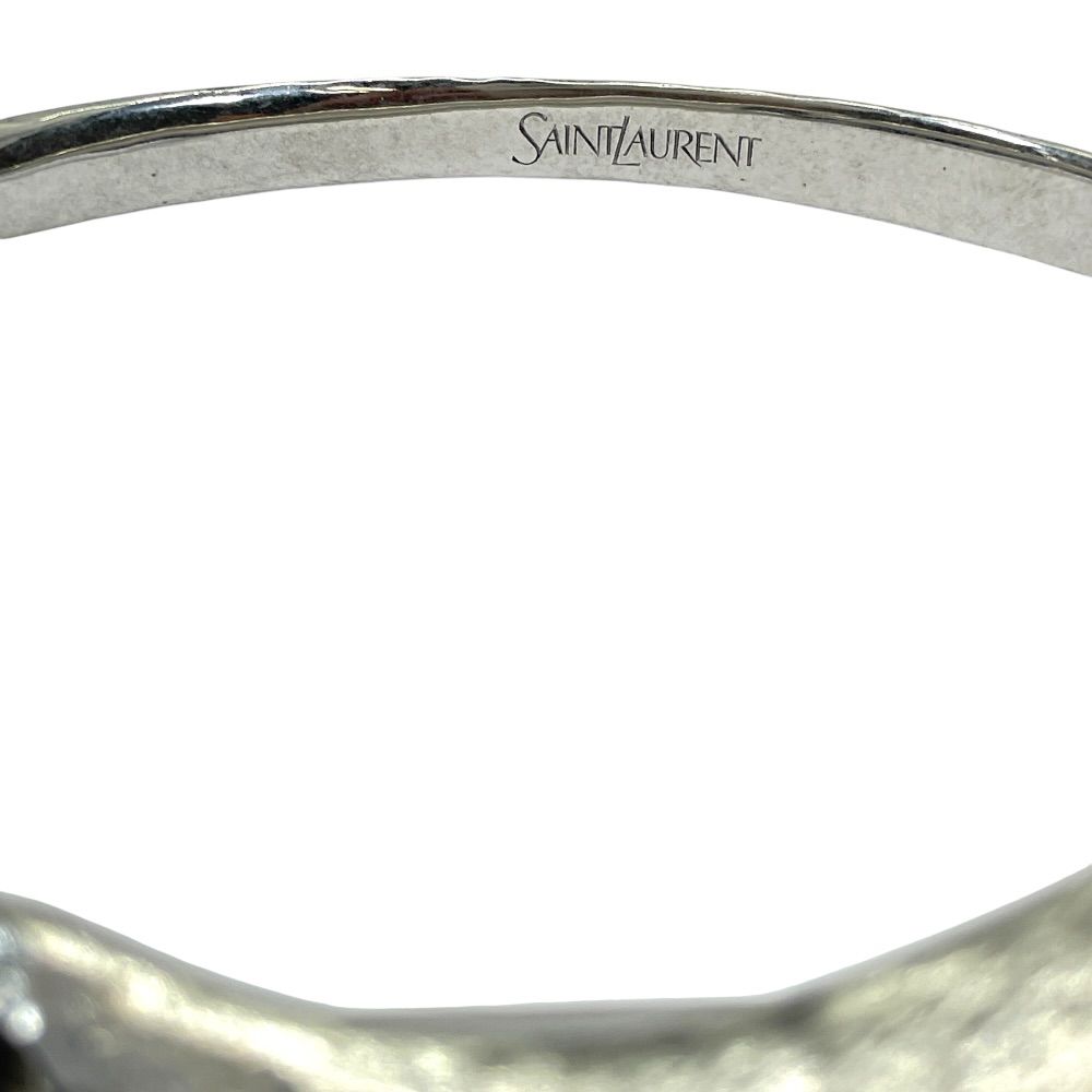 Saint Laurent Silver Bangle Bracelet Logo Simple Daily Use — view 7