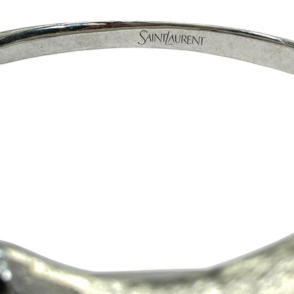 Saint Laurent Silver Bangle Bracelet Logo Simple Daily Use — view 7