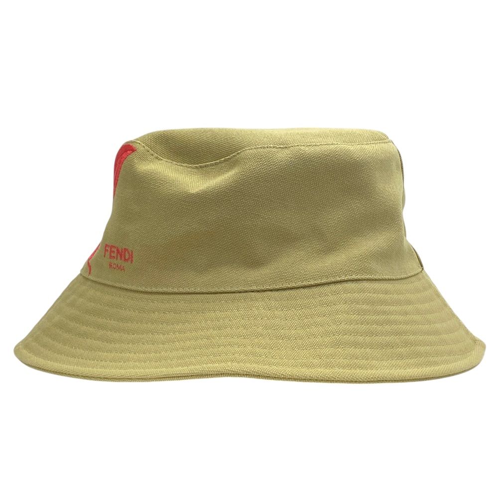 Fendi Bucket Hat Dahlia Rose Embroidery Cotton Beige Sun Protection Daily — view 2