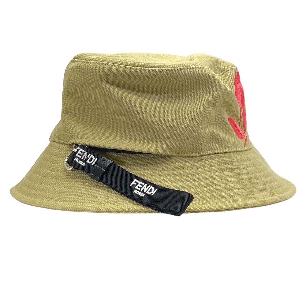 Fendi Bucket Hat Dahlia Rose Embroidery Cotton Beige Sun Protection Daily — view 4