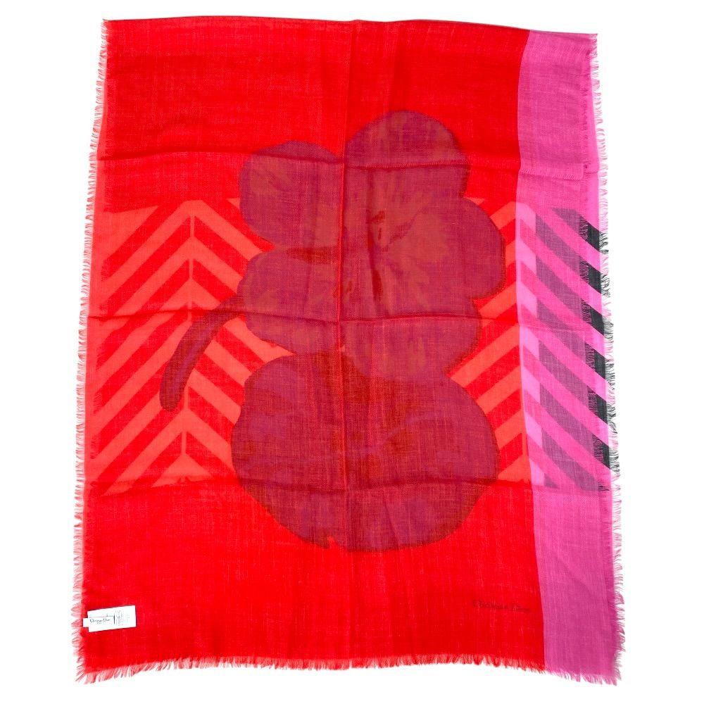 Dior Scarf Shawl Large Flower Red Cashmere Coordination Arrangement Neck Cover — view 9