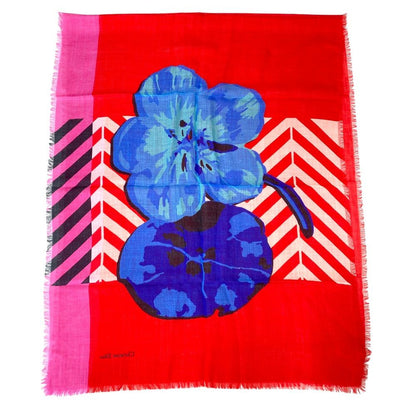 Dior Scarf Shawl Large Flower Red Cashmere Coordination Arrangement Neck Cover — view 8