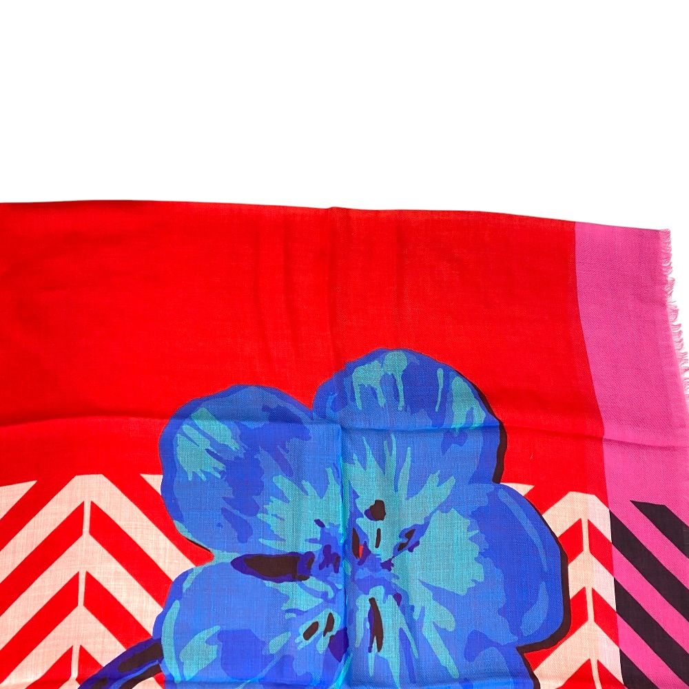 Dior Scarf Shawl Large Flower Red Cashmere Coordination Arrangement Neck Cover — view 3